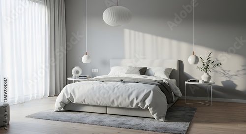 Modern Minimalist Bedroom Interior Design with Sunlight