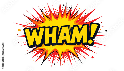 A dynamic comic book style explosion graphic with the word "WHAM!" displayed prominently.