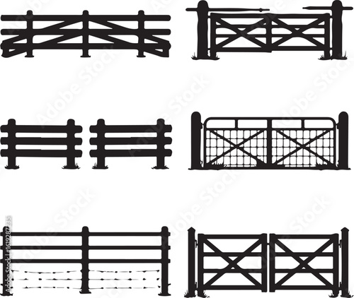 Wooden fences and gates rural country
