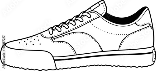 Sneaker Line Art Vector Illustration of a Simple, Stylish Shoe Design for Fashion and Footwear Concepts