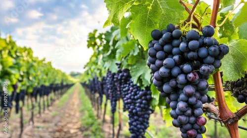 Wallpaper Mural Grape vines in a sunny vineyard, ready for harvest. Freshly picked grapes. Torontodigital.ca