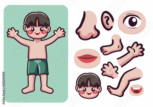 Cartoon Human Body Parts for Kids Learning