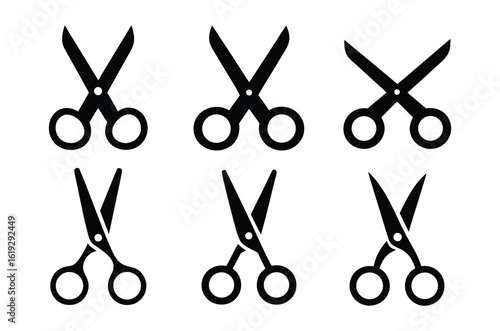 scissors icon vector set, cutting tool vector, scissor silhouette vector