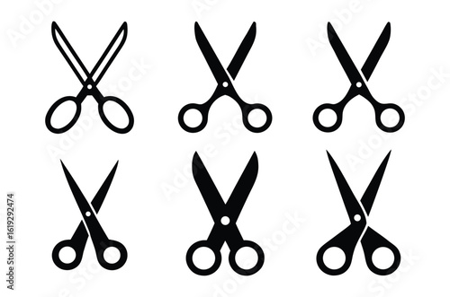 scissors icon vector set, cutting tool vector, scissor silhouette vector