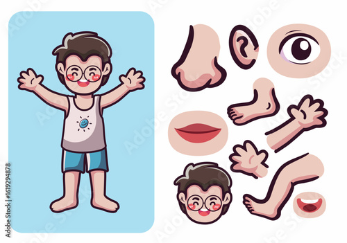 Cartoon Human Body Parts for Kids Learning
