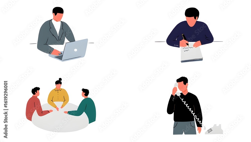 Office Worker Writing Document Vector Office Worker Writing Document Vector