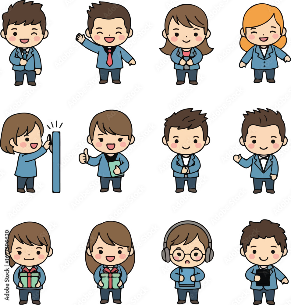 Business Cartoon Characters: Diverse Team Illustration Business Cartoon Characters: Diverse Team Illustration