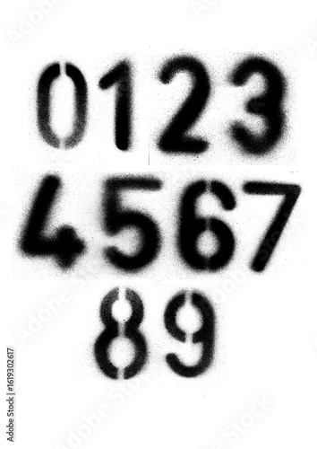 Realistic Numbers numeric Alphabet Military Stencil Letters Spray Brush Font Transparent Background HD	