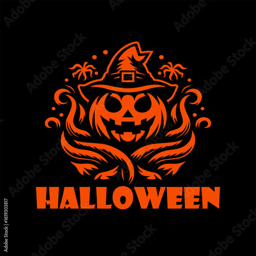 Halloween Night Scene with Jack-o'-Lantern and Moon