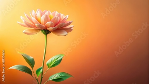 A Single Peach Blossom Against a Warm Gradient Background, Evoking Feelings of Serenity and Tranquility