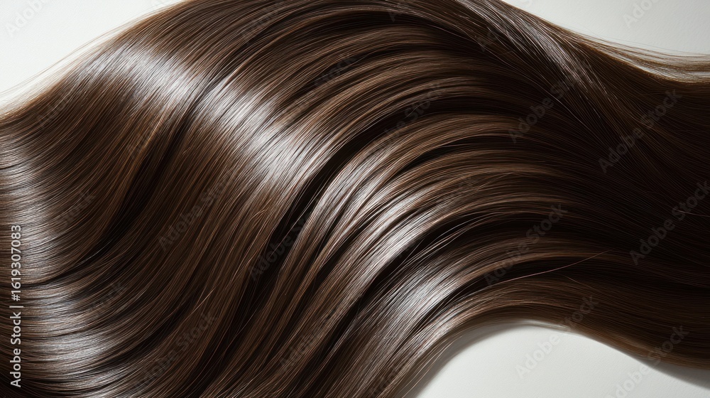 Fototapeta premium Smooth brown hair strands, studio shot