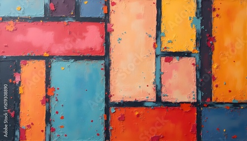 Contemporary Abstract Composition Of Striped Shapes