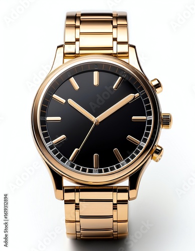 Elegant gold watch with a black face, showcasing timeless style and sophistication for any occasion.