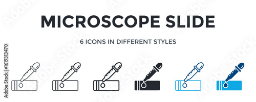 Microscope Slide Icon In Different Style Vector Illustration. Designed In Thin Line, Regular Line, Bold Line, Glyph, Color Line, And Color Glyph Style Can Be Used For Web