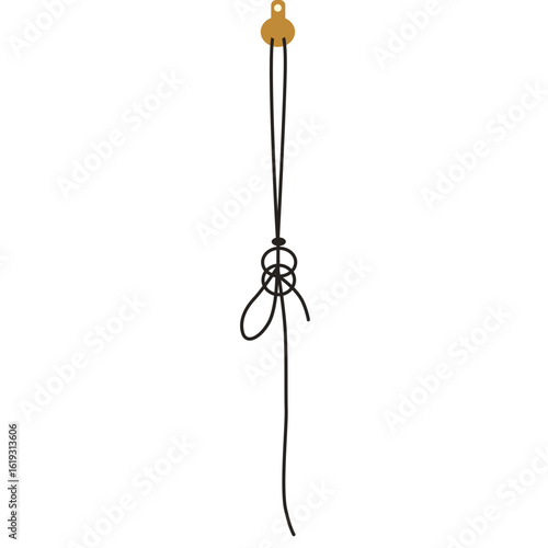 2d  render of brown rope tied in a secure double knot, symbolizing reliability and durability, isolated with white background.

