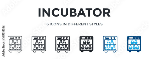 Incubator Icon In Different Style Vector Illustration. Designed In Thin Line, Regular Line, Bold Line, Glyph, Color Line, And Color Glyph Style Can Be Used For Web