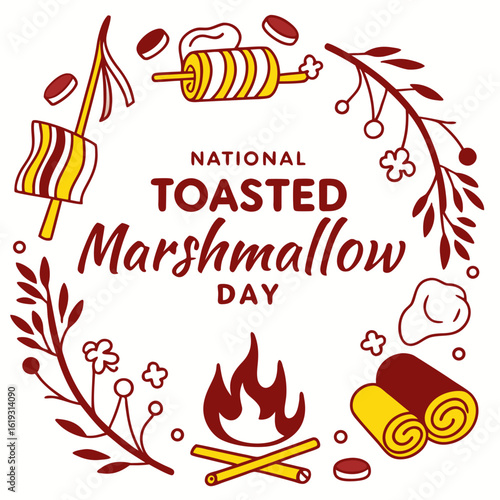 NATIONAL TOASTED MARSHMALLOW DAY vector illustration