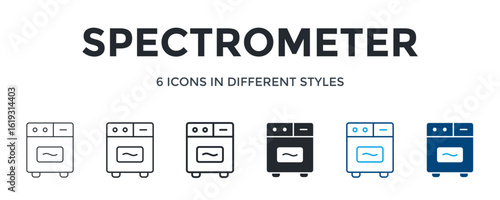 Spectrometer Icon In Different Style Vector Illustration. Designed In Thin Line, Regular Line, Bold Line, Glyph, Color Line, And Color Glyph Style Can Be Used For Web