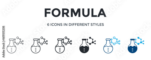 Formula Icon In Different Style Vector Illustration. Designed In Thin Line, Regular Line, Bold Line, Glyph, Color Line, And Color Glyph Style Can Be Used For Web