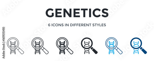 Genetics Icon In Different Style Vector Illustration. Designed In Thin Line, Regular Line, Bold Line, Glyph, Color Line, And Color Glyph Style Can Be Used For Web