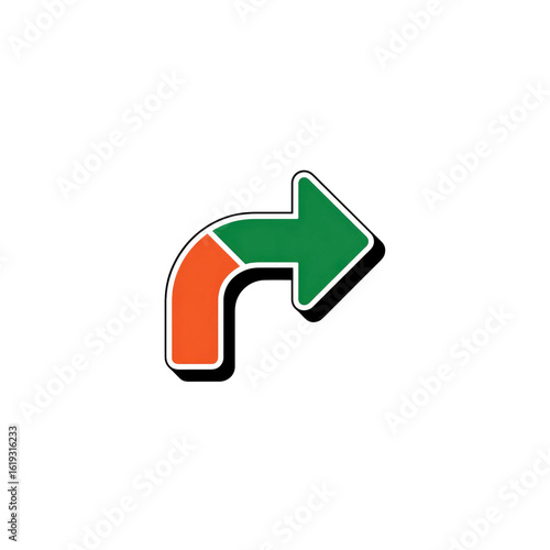 Free Download Bi-Color Arrow Icon  Turn Right and Proceed Straight Ahead Graphic - GFXLoad