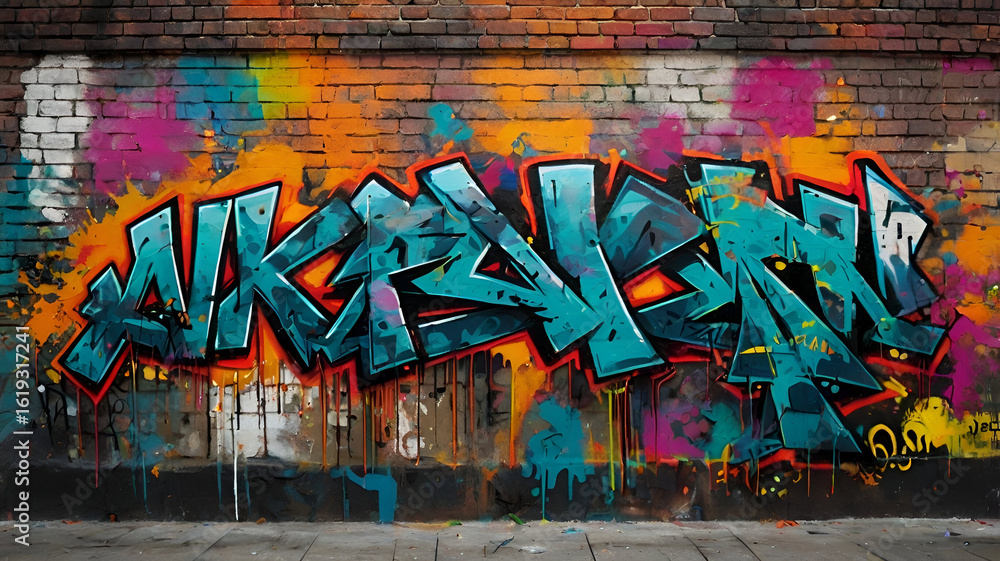 Fototapeta premium Urban abstract art in oil painting style, expressive hand-drawn brush strokes