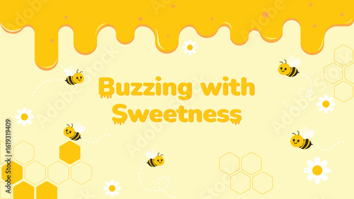 Buzzing with Sweetness - Cute Honey Bee Vector Background suitable for world honey bee day 4k