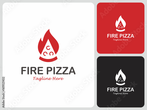 fire pizza logo vector