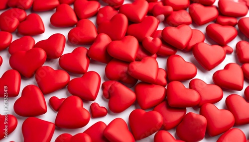 Romantic backdrop of glossy red hearts for Valentine's Day celebration