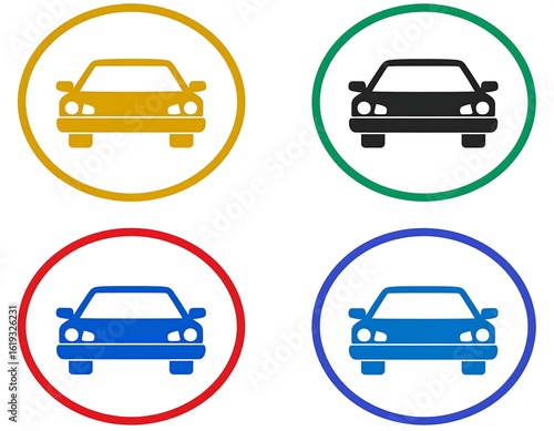 Four colored car icons in circles (1)