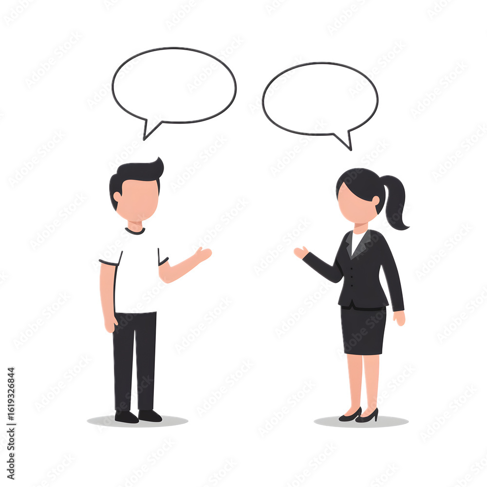 Two People Engaged in Conversation in Modern Office Setting Two People Engaged in Conversation in Modern Office Setting