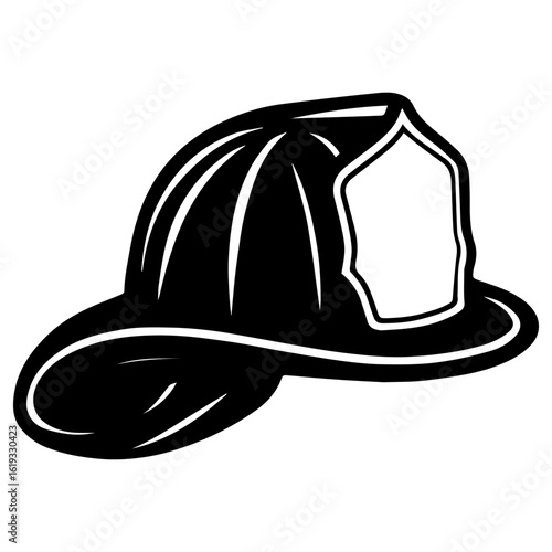 Fireman hat icon with transparent background in black and white style
