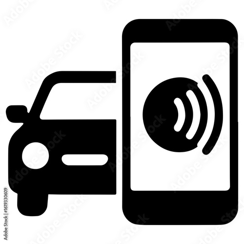 Smart parking mobile app wireless contactless payment parking ticket icon with transparent background representing digital parking payment and wireless ticketing	