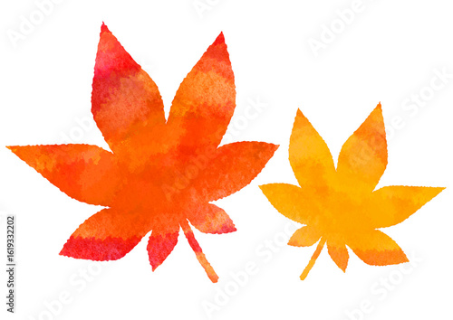 Naklejka 秋のイラスト素材 紅葉 水彩風