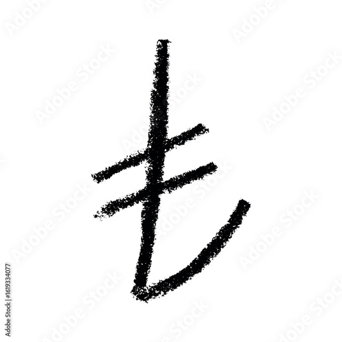 Hand drawn turkish lira currency symbol. Brush stroke doodle. Single element for design