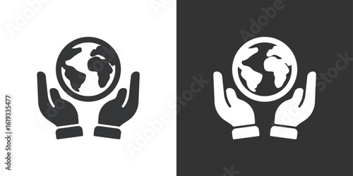 Save earth icon. Solid glyph series icon