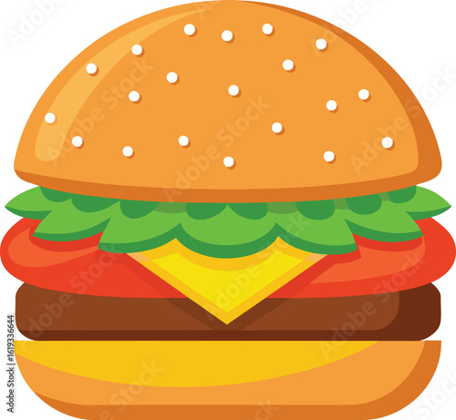 cheeseburger with lettuce tomato and onion on transparent background