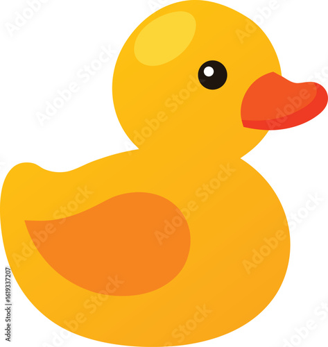rubber duck with orange beak on transparent background
