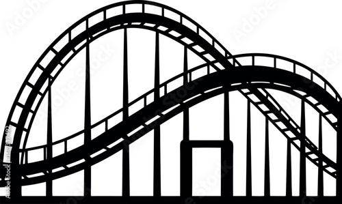 roller coaster silhouette vector illustration, roller coaster black icon, roller coaster symbol
