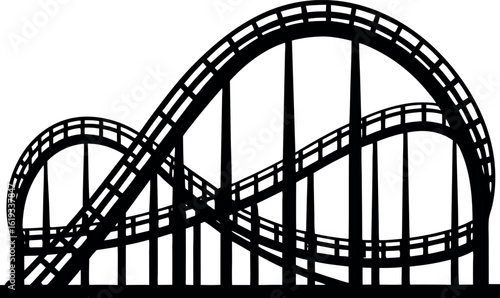 roller coaster silhouette vector illustration, roller coaster black icon, roller coaster symbol