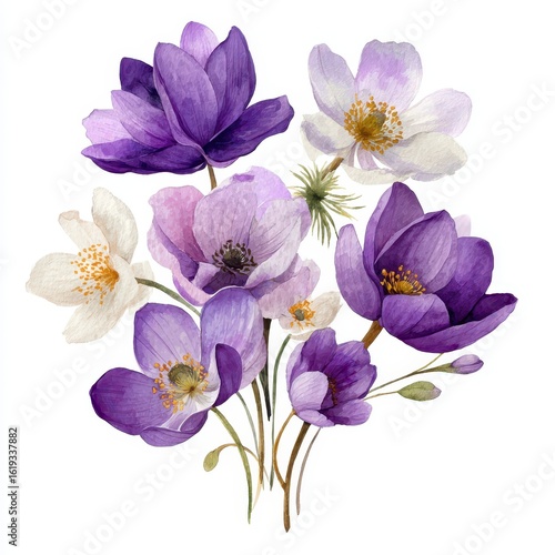 Wallpaper Mural Purple and white floral bouquet illustration Torontodigital.ca