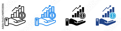 Revenue icon set multiple style collection