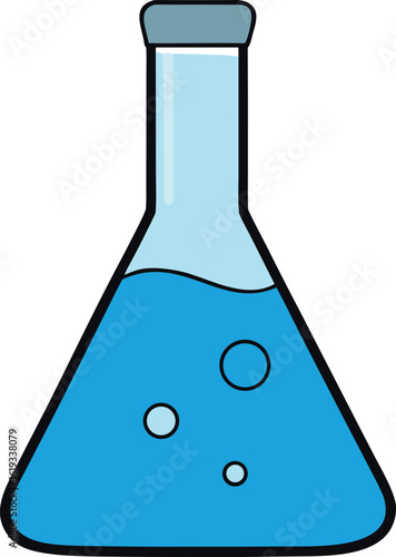 lab flask with bubbling liquid on transparent background