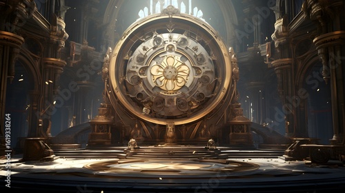 The magnificent clock dominates a gothic hall, a testament to time and artistry.