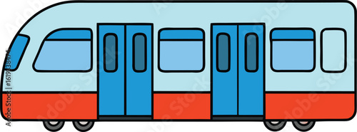subway train with side doors on transparent background