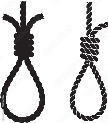 Two noose illustrations depicting suicide or execution on a white background