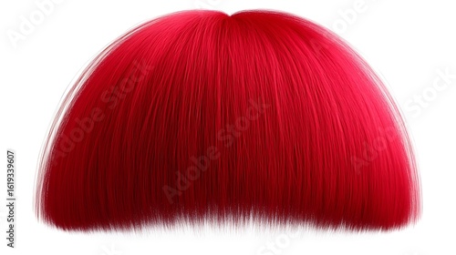 Vivid red hair style against a white background.