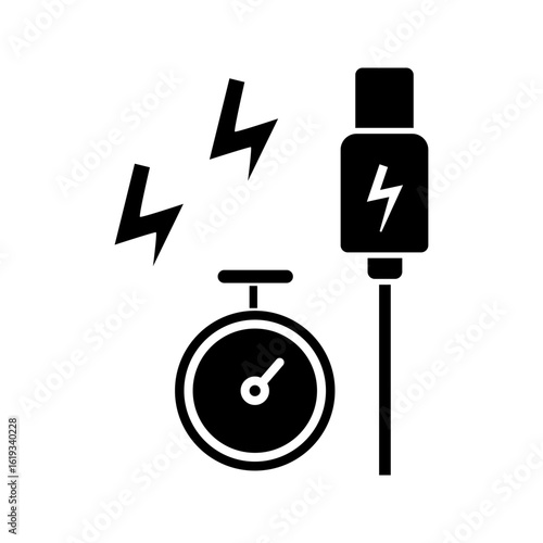 USB Type-C power cable icon for fast charging in line design
