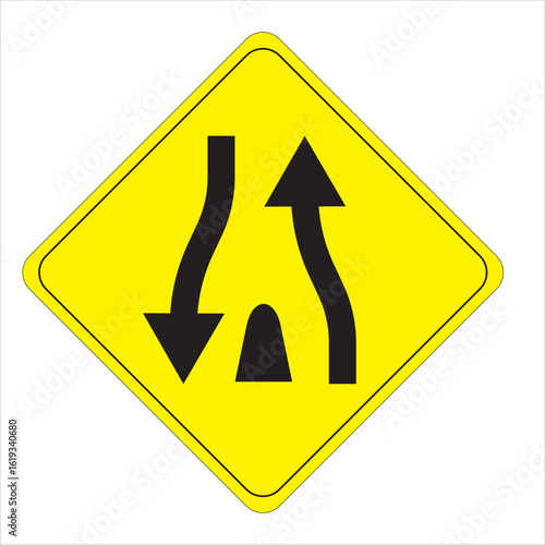 Divided Highway Ahead Sign