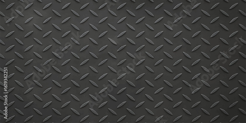 Seamless diamond plate metal texture with a rough grey metallic surface for industrial floor and construction background